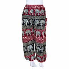 Drawstring Elephant Print Trousers-Siesta Crafts