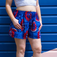Bright and Bold Tie Dye Shorts with Pockets-Siesta Crafts