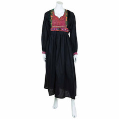 Vintage Afghan Cotton Dress - June (14, L)-Siesta Crafts