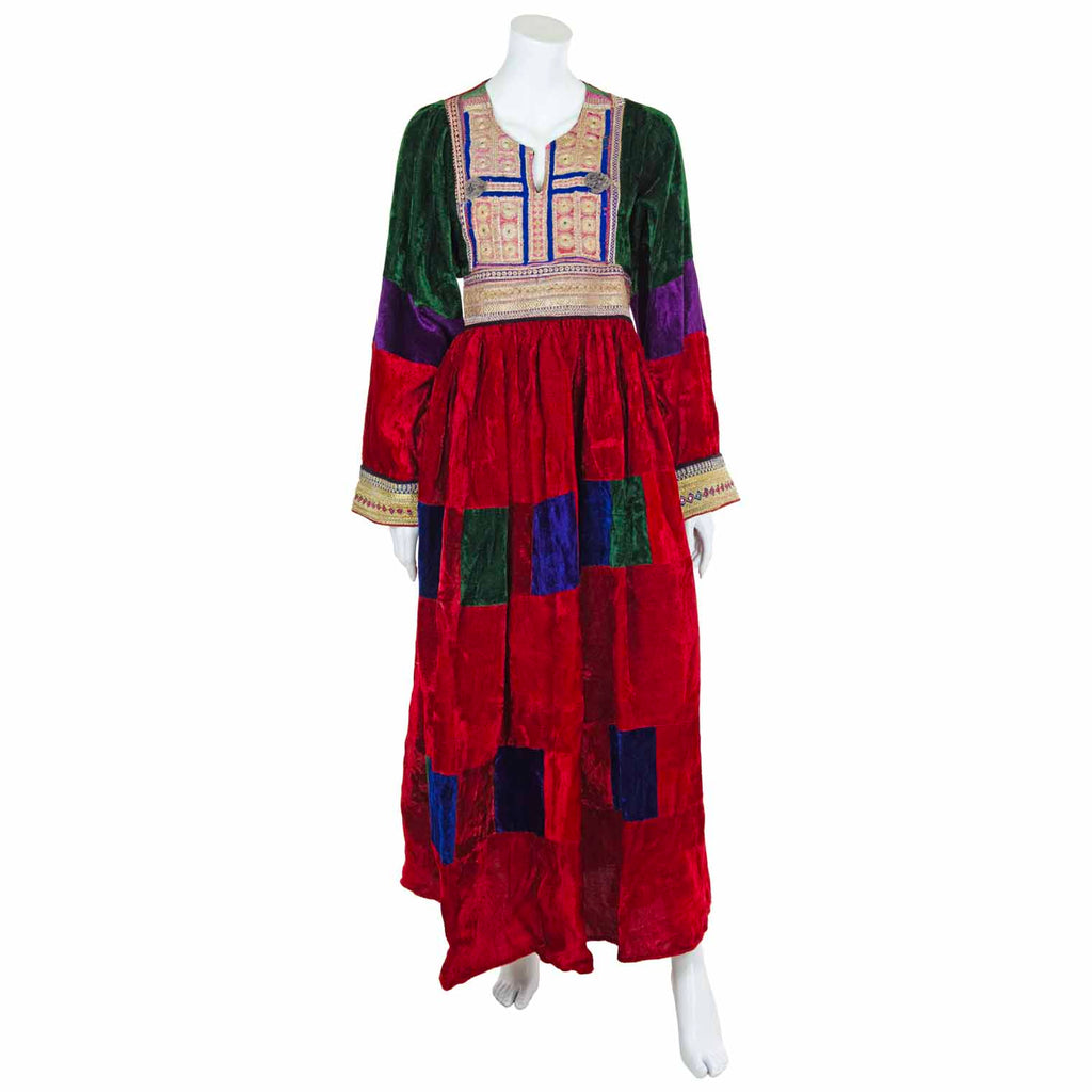 Vintage Afghan Velvet Dress - Fleur (12, M)-Siesta Crafts