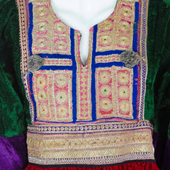 Vintage Afghan Velvet Dress - Fleur (12, M)-Siesta Crafts