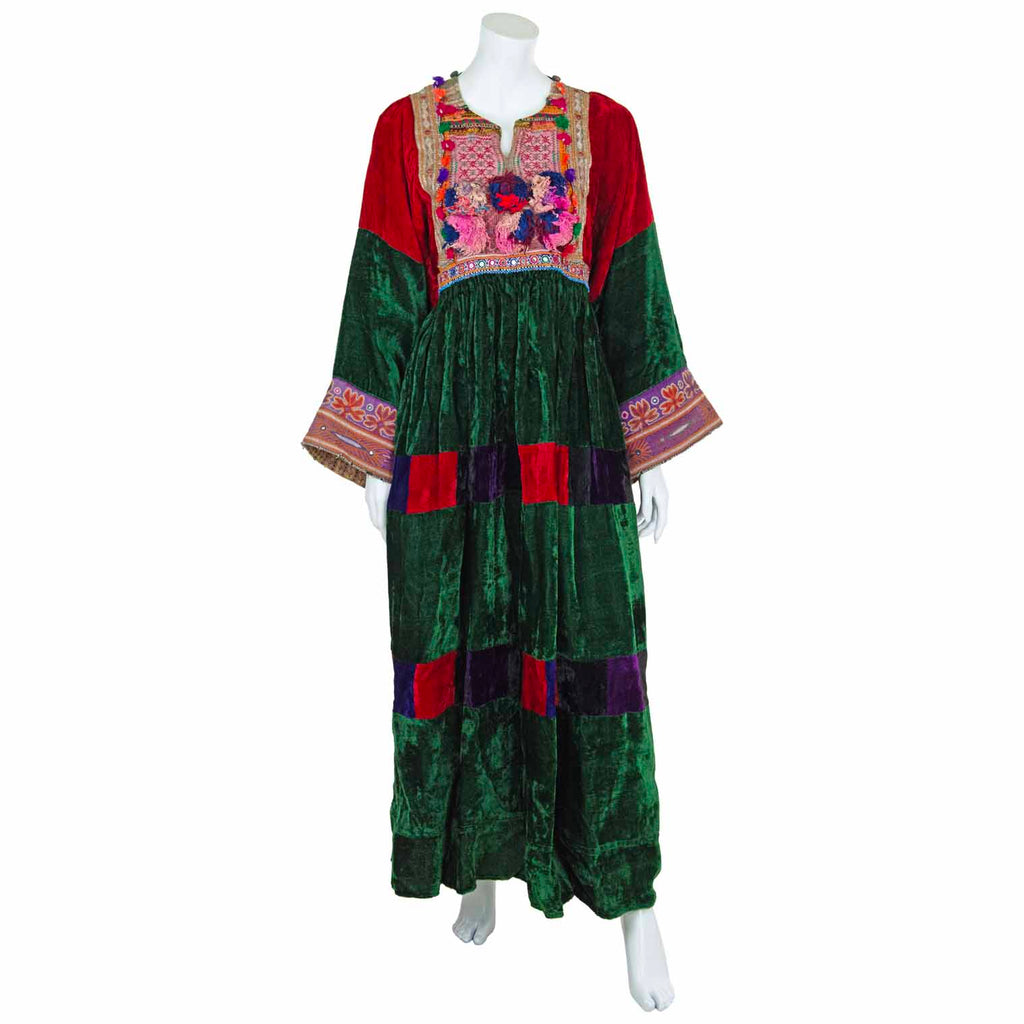 Vintage Afghan Velvet Dress - Misty (16/18, L/XL)-Siesta Crafts