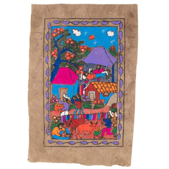 Mexican Scene Bark Painting-Siesta Crafts