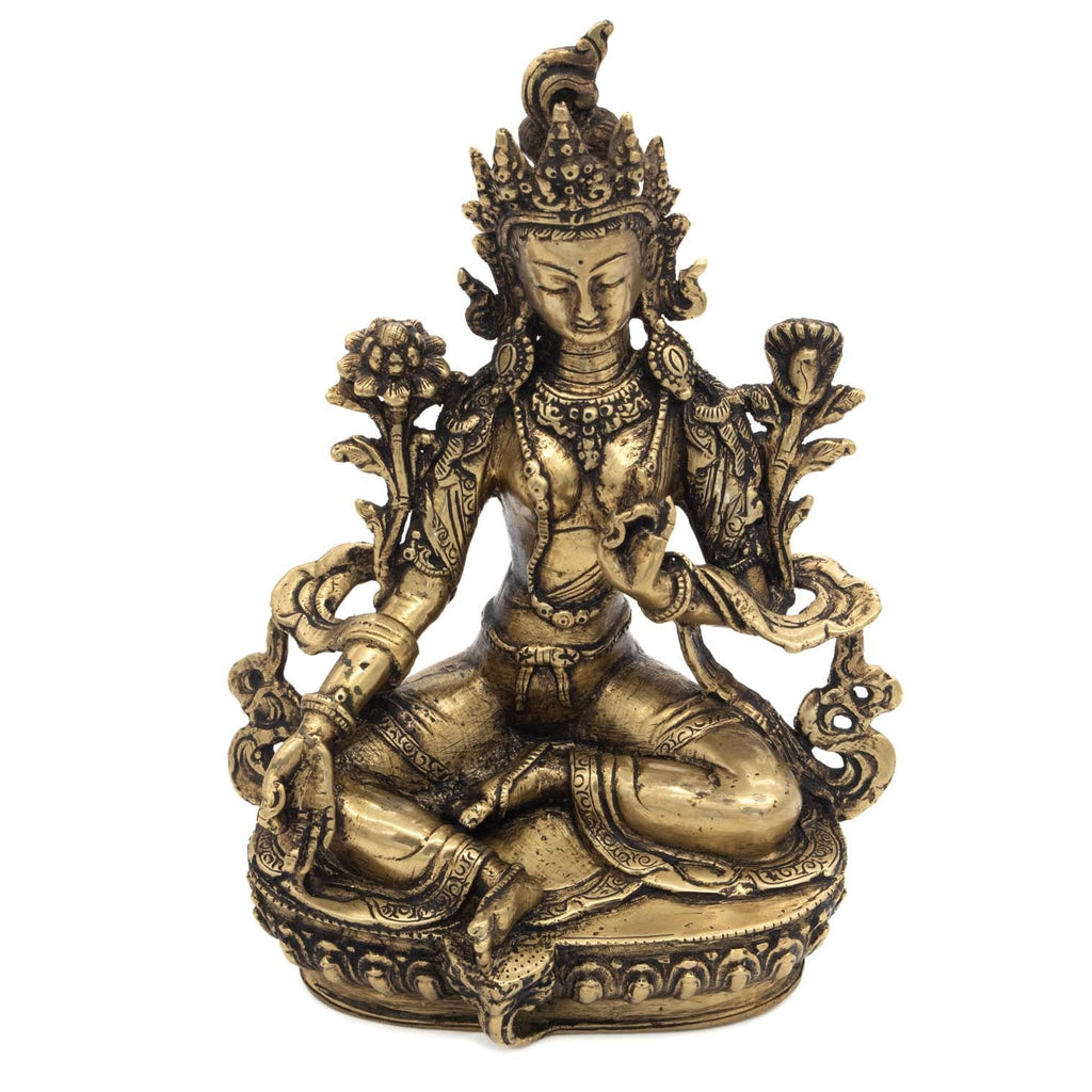 Brass Green Tara Statue No.391-Siesta Crafts