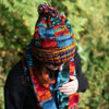 Tie Dye Knitted Patchwork Bobble Hat-Siesta Crafts