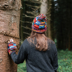 Tie Dye Knitted Patchwork Bobble Hat-Siesta Crafts