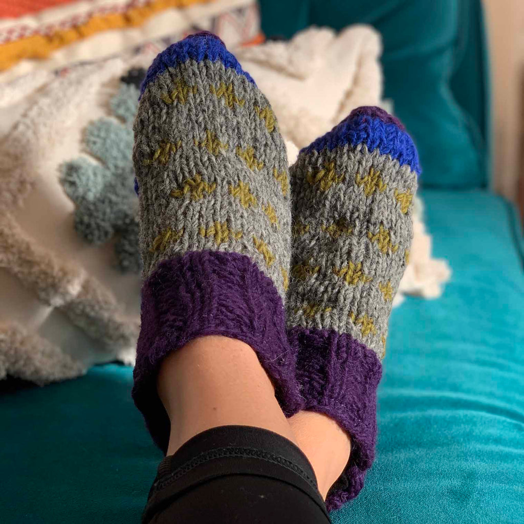 Mixed Woollen Slippers-Siesta Crafts