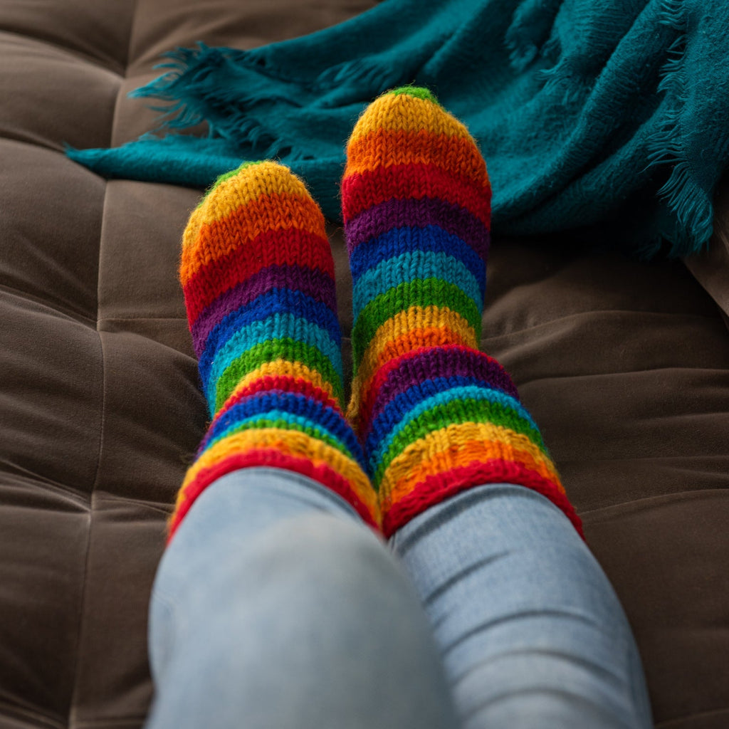 Rainbow Knit Socks-Siesta Crafts