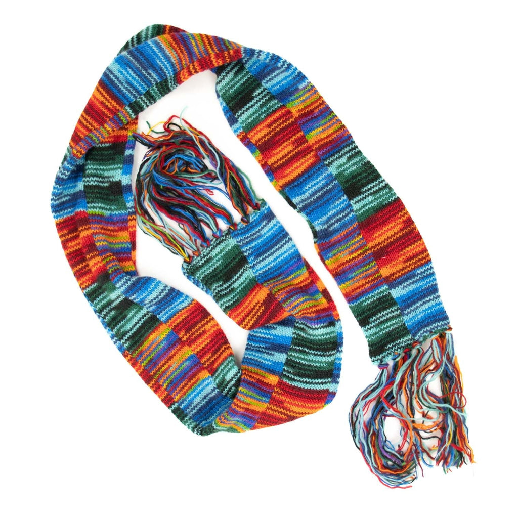 Tie Dye Knitted Patchwork Scarf-Siesta Crafts