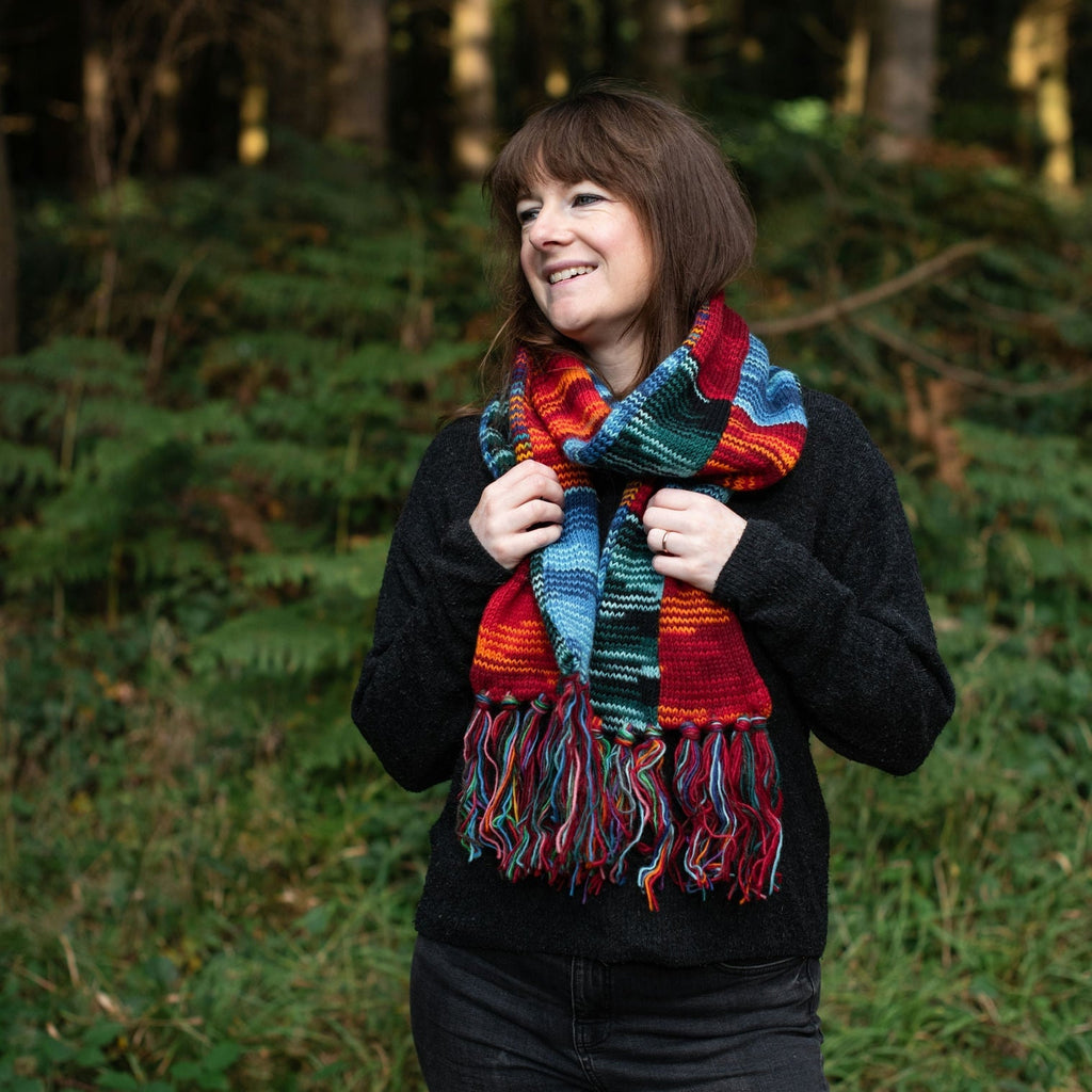 Tie Dye Knitted Patchwork Scarf-Siesta Crafts