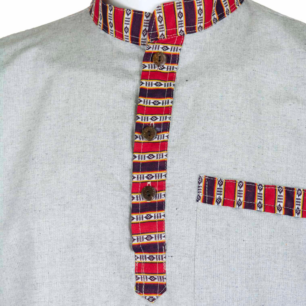 Tibetan Trim Fine Cotton Shirt-Siesta Crafts