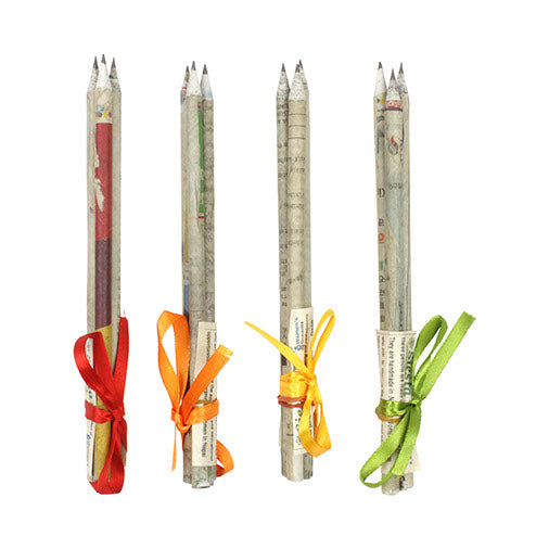 Recycled Newspaper Pencils (Pack of 3)-Siesta Crafts