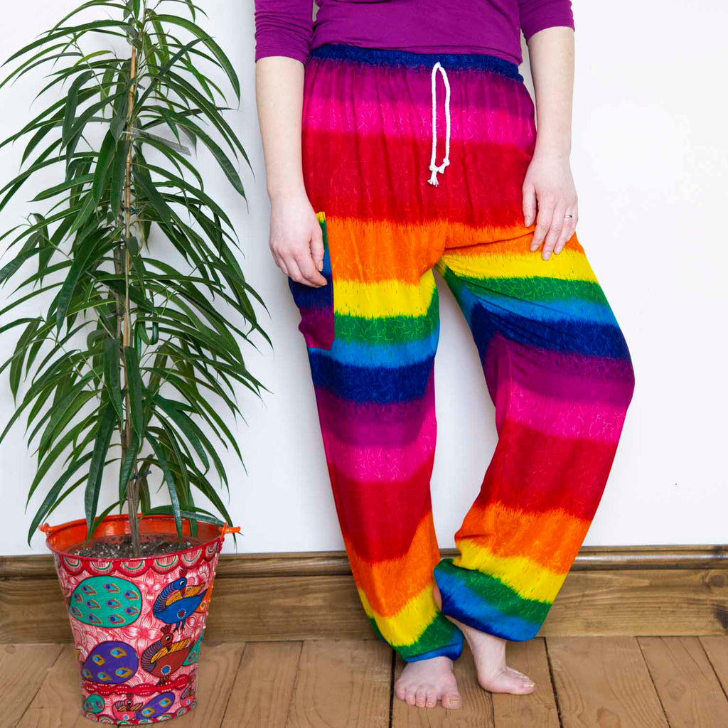 Rainbow Drawstring Trousers-Siesta Crafts
