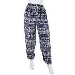 Drawstring Elephant Print Trousers-Siesta Crafts