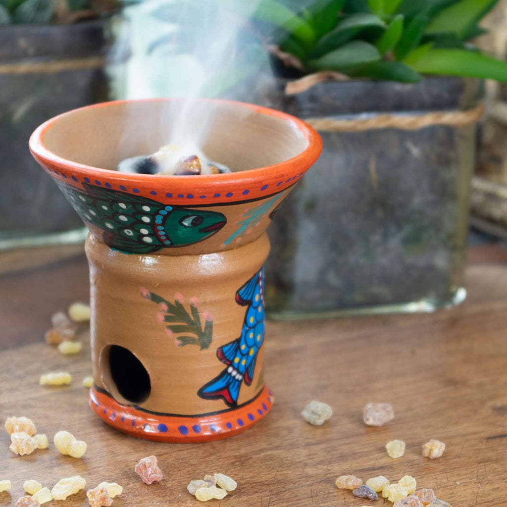 Painted Charcoal Incense Burner-Siesta Crafts