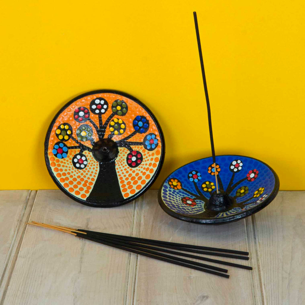 Dot Painted Tree of Life Incense Holder-Siesta Crafts