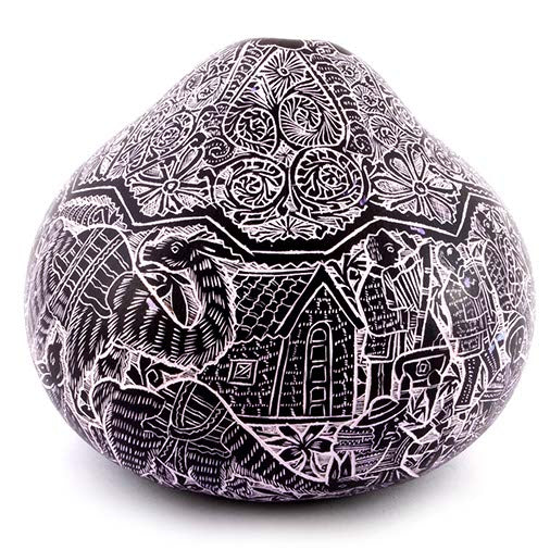 Artisan Intricate Folk Art Gourd No.4-Siesta Crafts