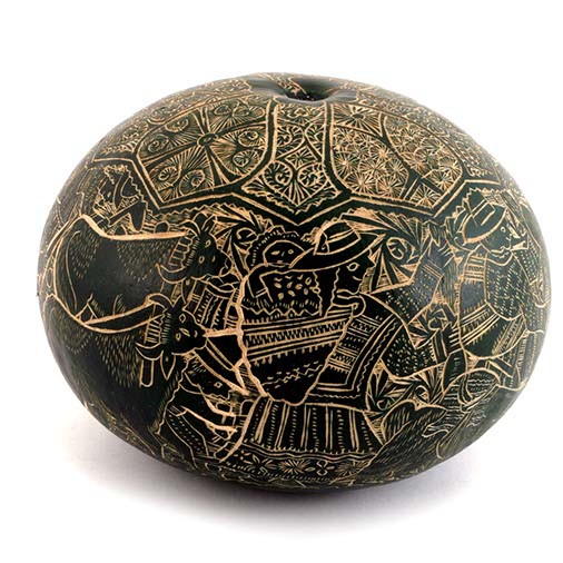 Artisan Intricate Folk Art Gourd No.9-Siesta Crafts