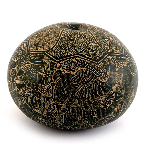 Artisan Intricate Folk Art Gourd No.9-Siesta Crafts