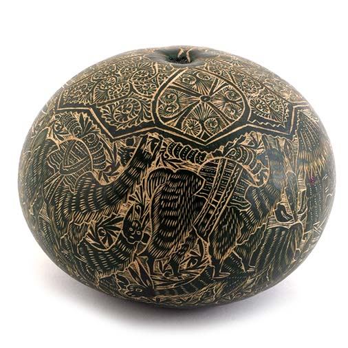 Artisan Intricate Folk Art Gourd No.9-Siesta Crafts