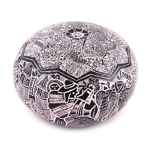 Artisan Intricate Folk Art Gourd No.11-Siesta Crafts