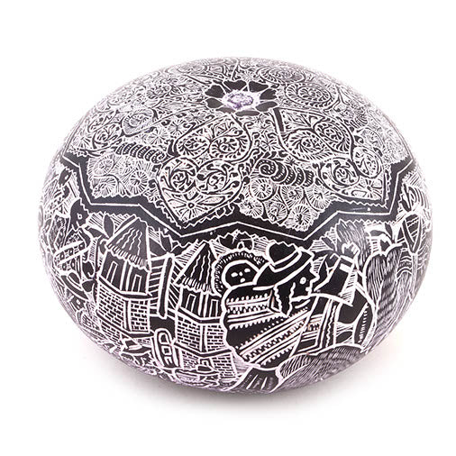 Artisan Intricate Folk Art Gourd No.11-Siesta Crafts