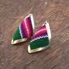 Diamond Shell Peruvian Fabric Earrings-Siesta Crafts