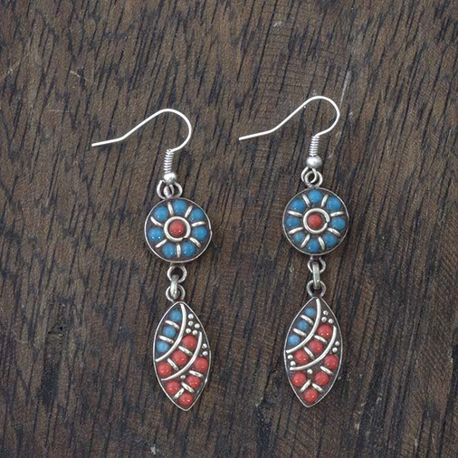 Flower and Leaf Cluster Earrings-Siesta Crafts