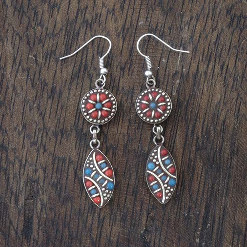 Flower and Leaf Cluster Earrings-Siesta Crafts