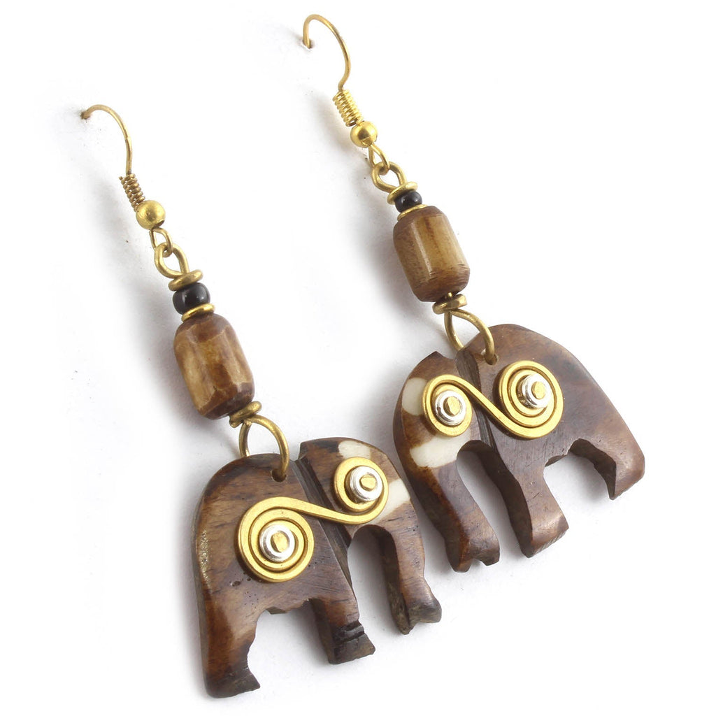 Spiral Elephant Earrings-Siesta Crafts