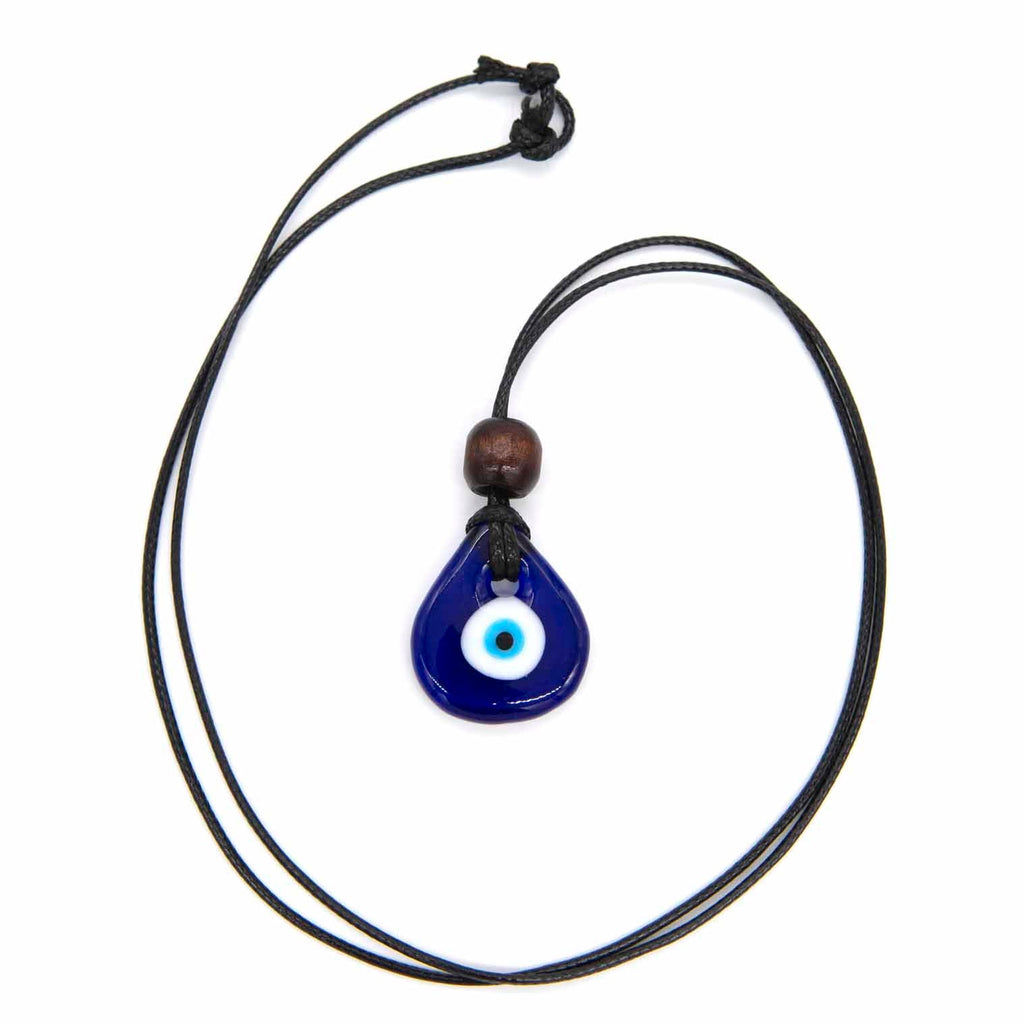 Small Drop Glass Evil Eye Necklace-Siesta Crafts