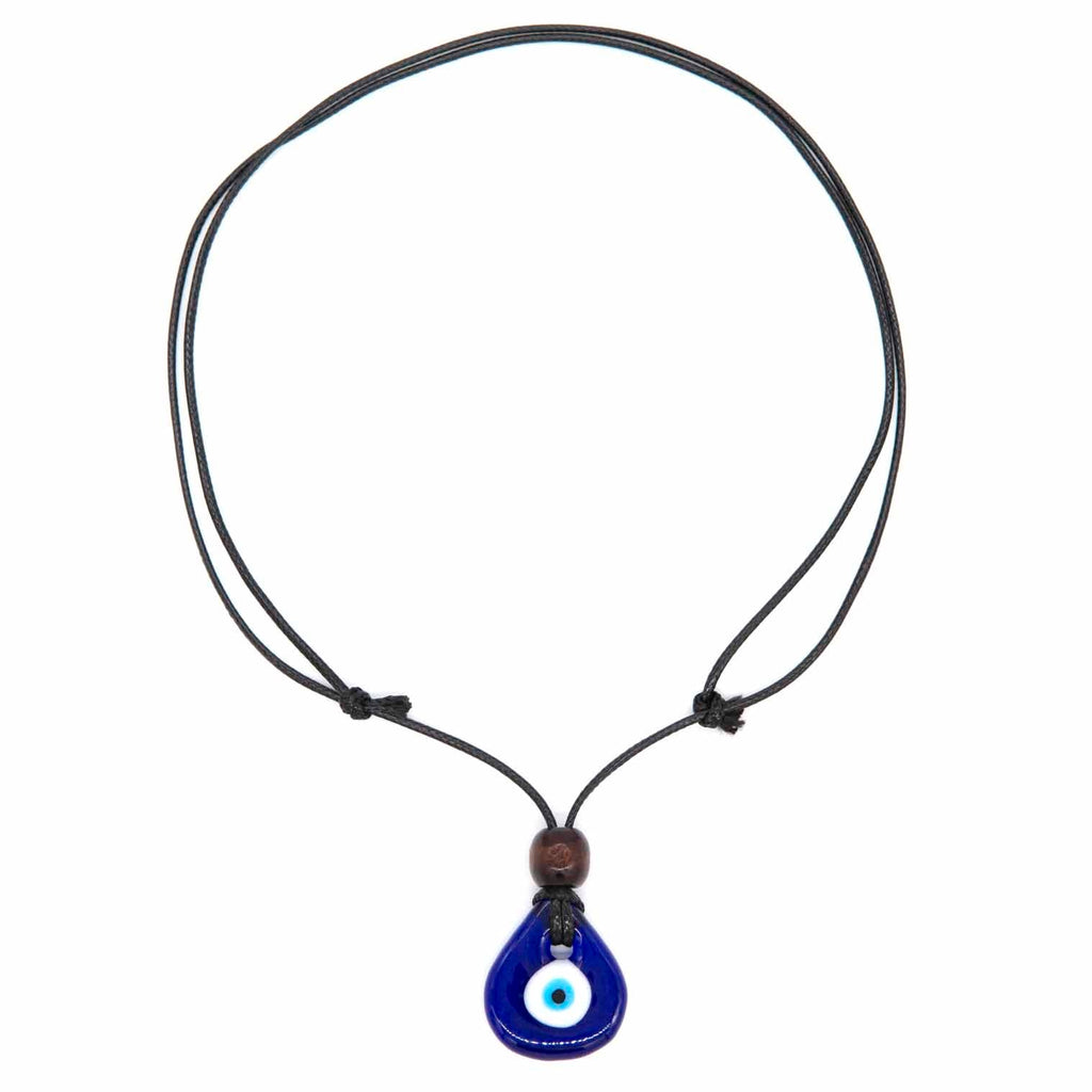 Small Drop Glass Evil Eye Necklace-Siesta Crafts