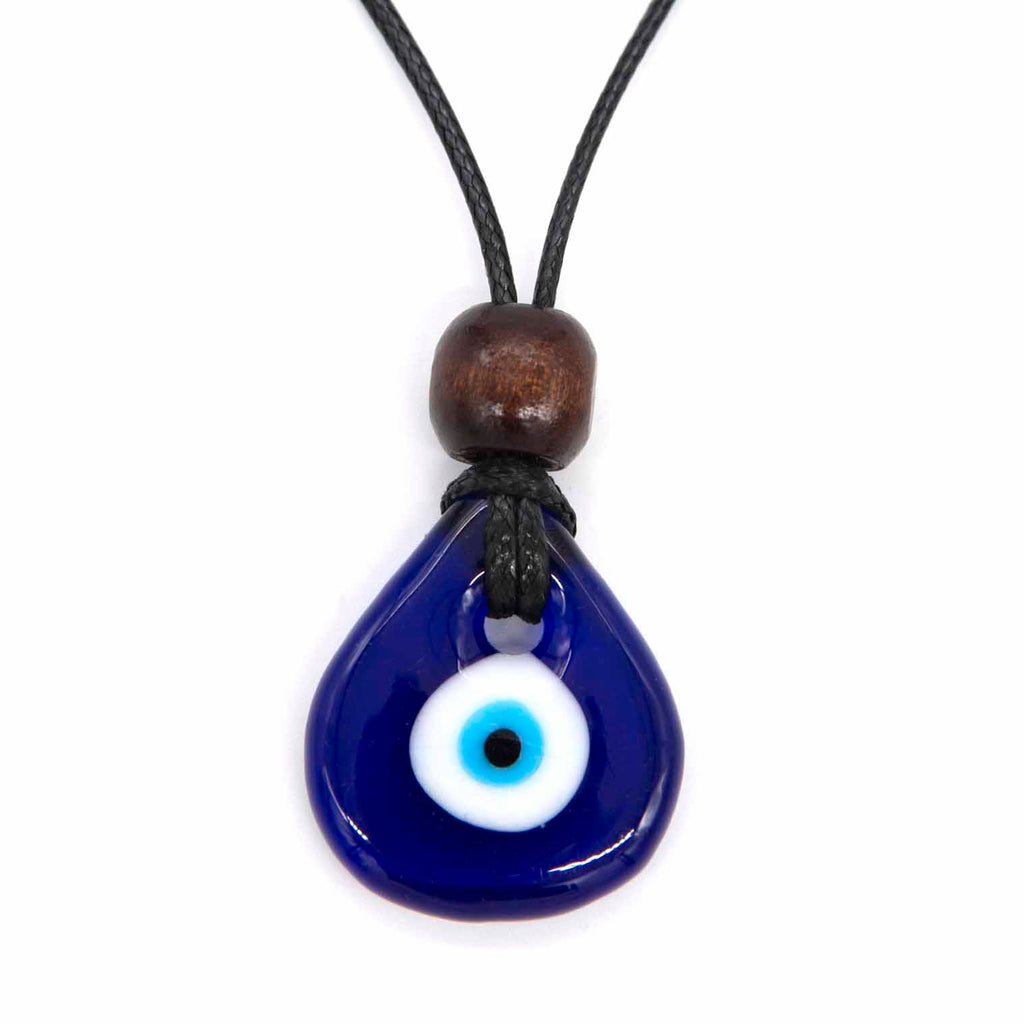 Small Drop Glass Evil Eye Necklace-Siesta Crafts