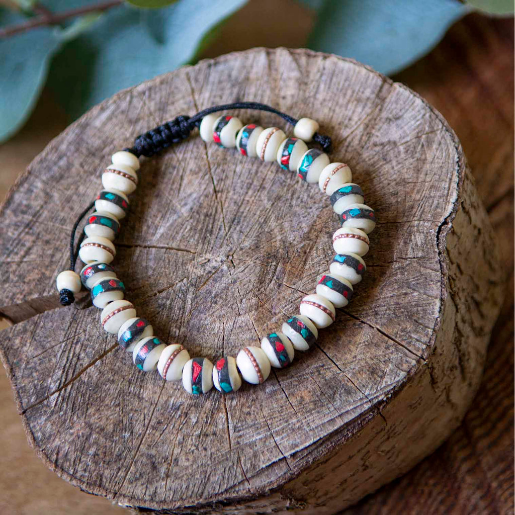 Bone Bead Bracelet - White-Siesta Crafts