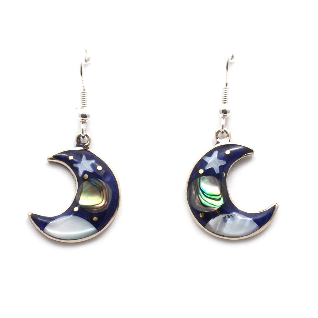 Stellar Crescent Moon Earrings-Siesta Crafts