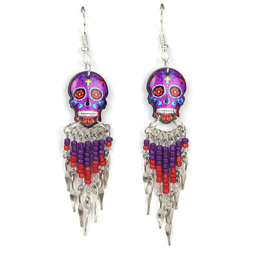 Calavera Skull Earrings-Siesta Crafts