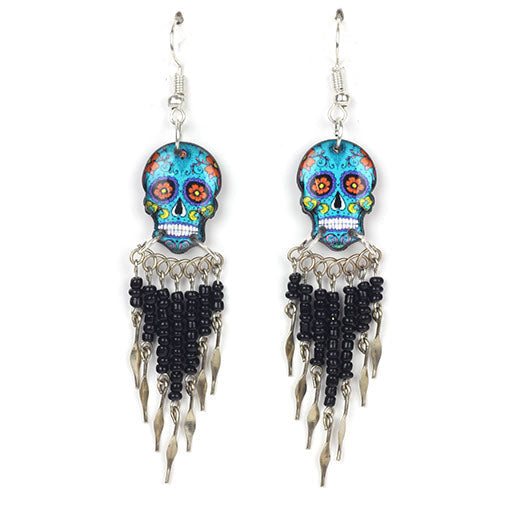Calavera Skull Earrings-Siesta Crafts