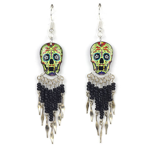 Calavera Skull Earrings-Siesta Crafts