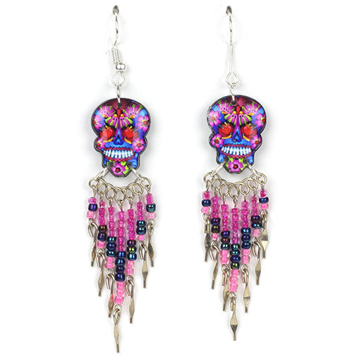 Calavera Skull Earrings-Siesta Crafts