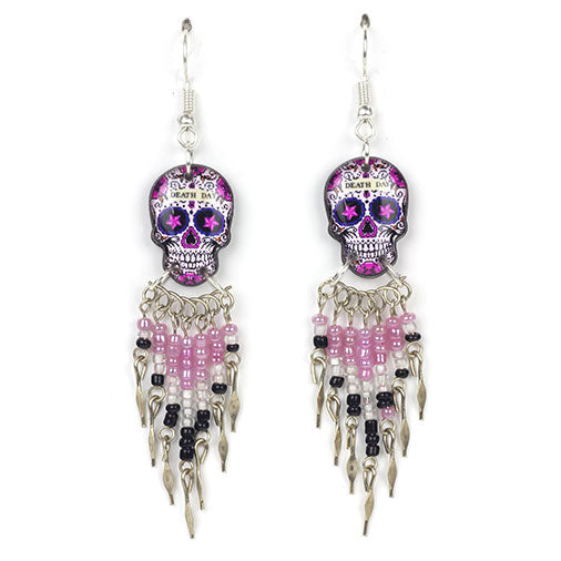 Calavera Skull Earrings-Siesta Crafts