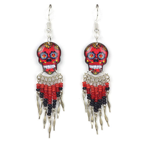Calavera Skull Earrings-Siesta Crafts