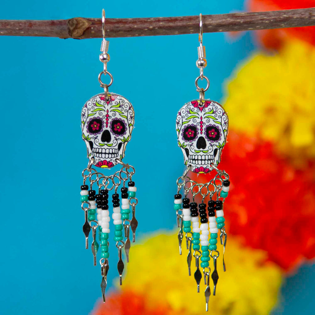 Calavera Skull Earrings-Siesta Crafts