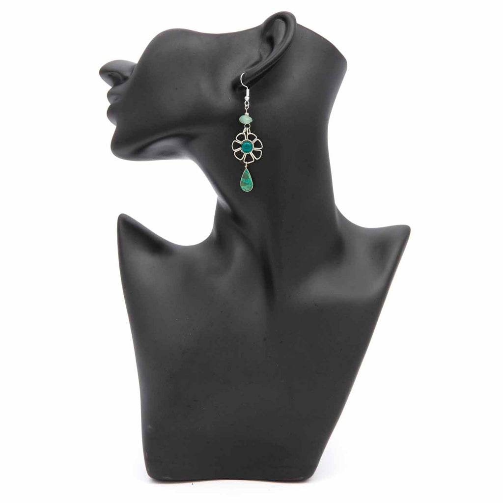 Stone Drop Flower Earrings-Siesta Crafts