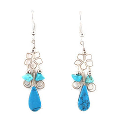 Flower Stone Drop Earrings-Siesta Crafts