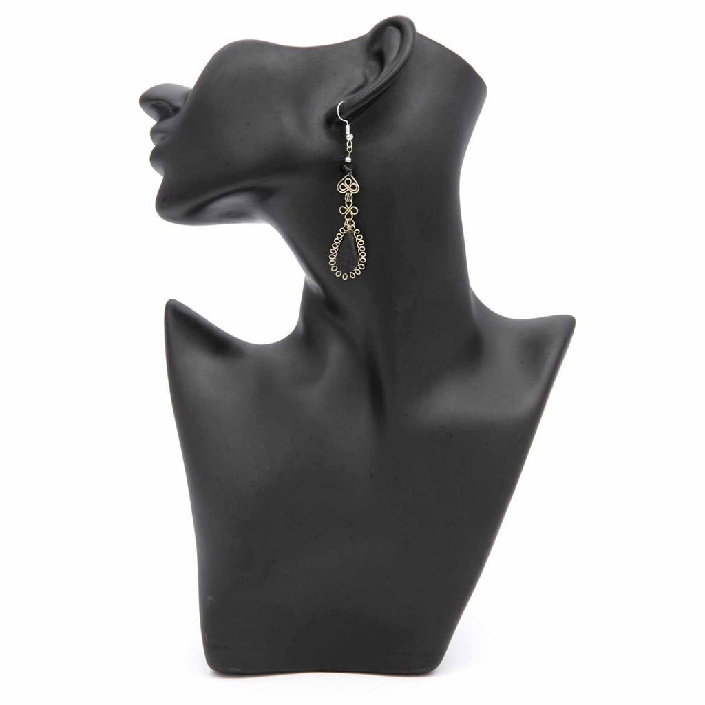 Stone Drop Curls Earrings-Siesta Crafts