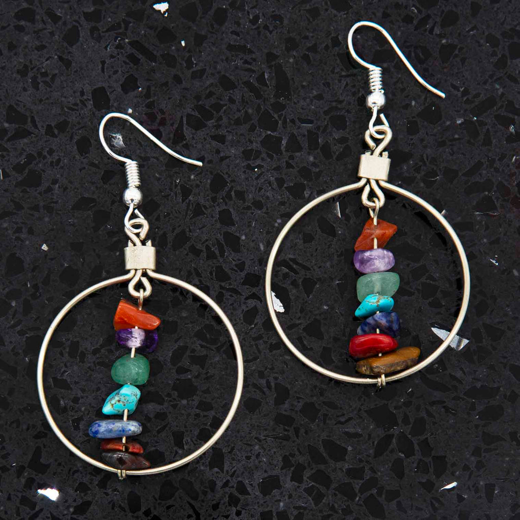 Stone Hoop Earrings-Siesta Crafts
