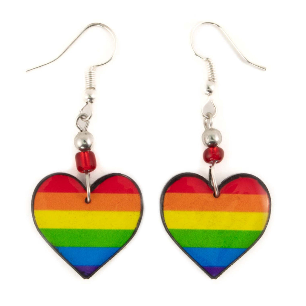 Rainbow Heart Earrings-Siesta Crafts