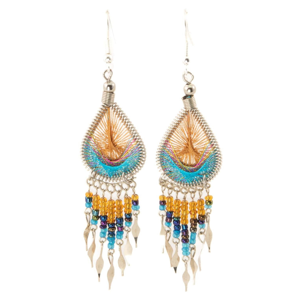 Peacock Bead Earrings-Siesta Crafts