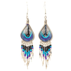 Peacock Bead Earrings-Siesta Crafts