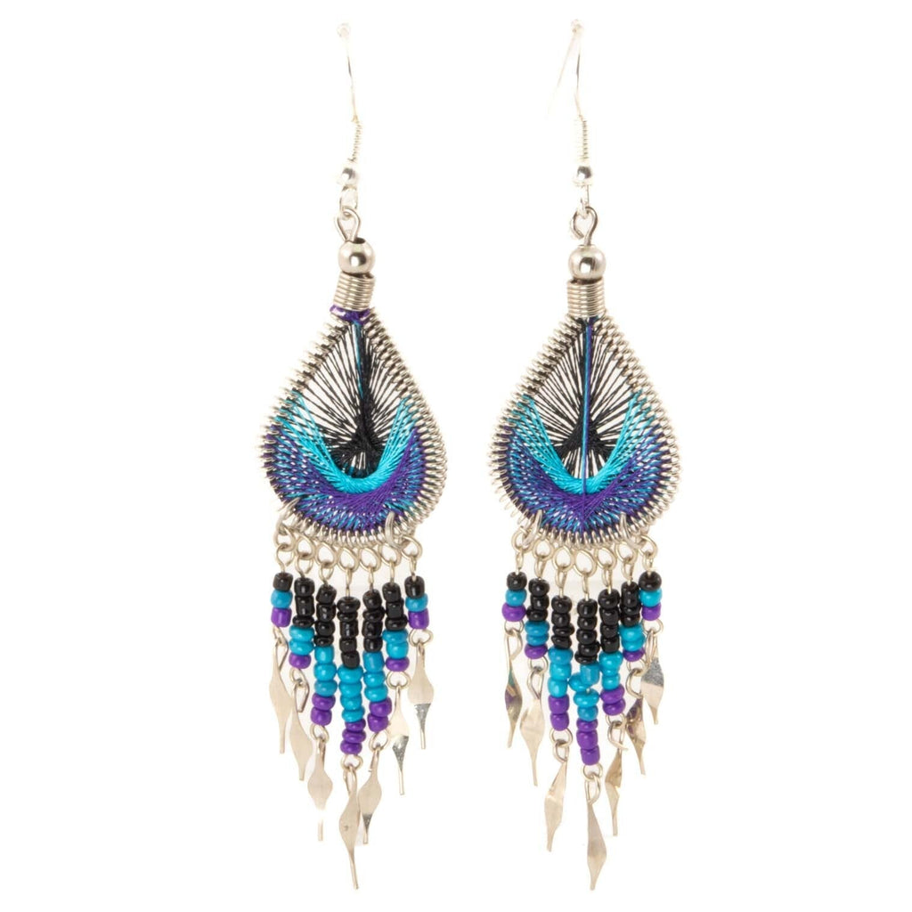 Peacock Bead Earrings-Siesta Crafts
